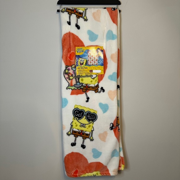 New SpongeBob SquarePants Valentines Heart 50x70 Throw Blanket Gary Snail Cute